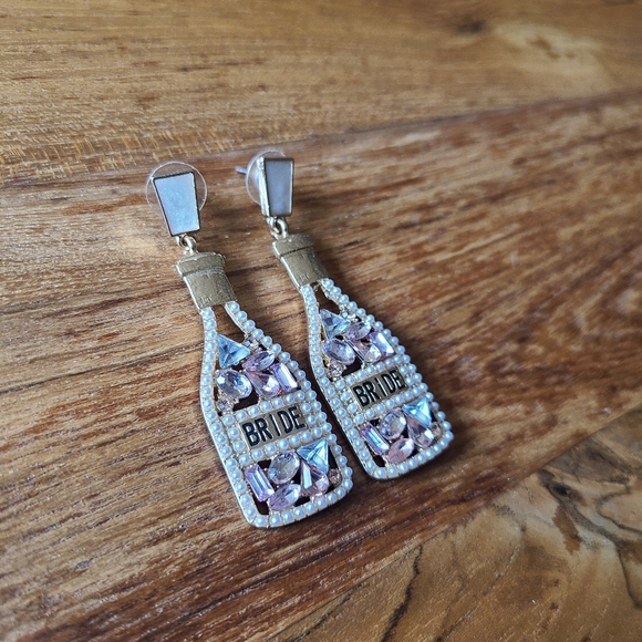 Champagne Bottle "Bride" Earrings - Picture 4 of 5